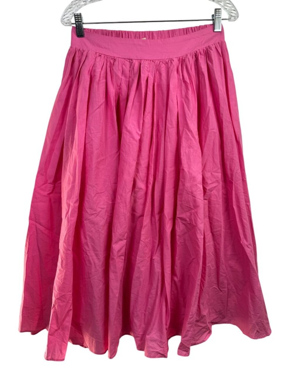 Farmers Market Pink 100% Cotton Midi Skirt Elastic Waist Size Medium Boho Lined